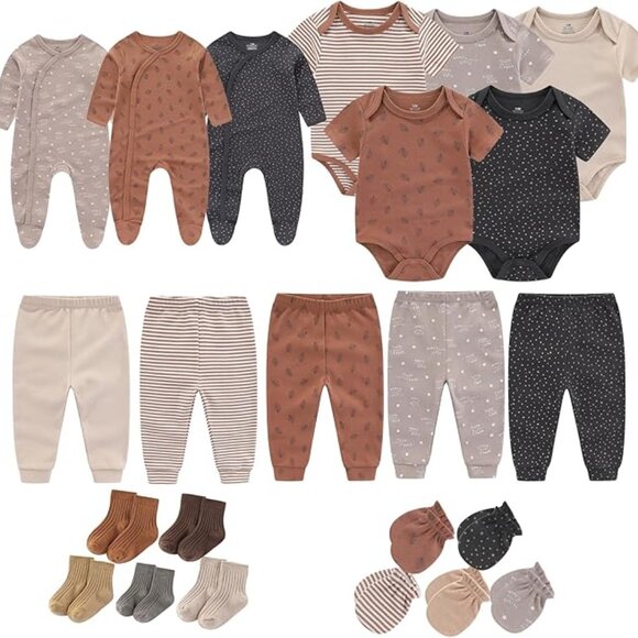 23 Piece New Born Bodysuits 100% Cotton Clothes UnisexBULK...